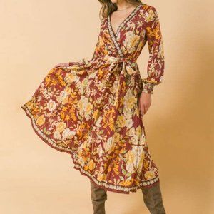 NEW elegant floral long sleeve midi dress by flying tomatoe
